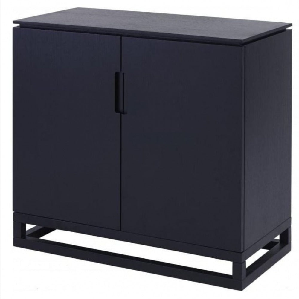 Black Small Cabinet with 2 doors and metal legs / Small Sideboard Cupboard