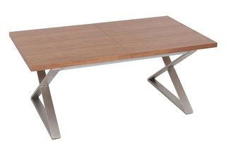 Walnut and Metal Large Extending Dining Table
