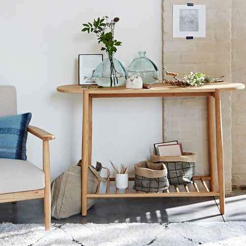 Solid Oak Console Table with Storage Shelf   ¦   La redoute Jucca