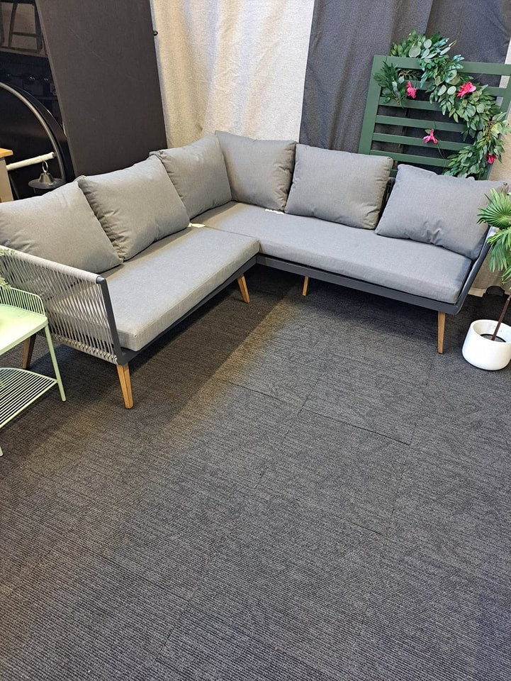 Elements 5 seater grey deals rope corner sofa set